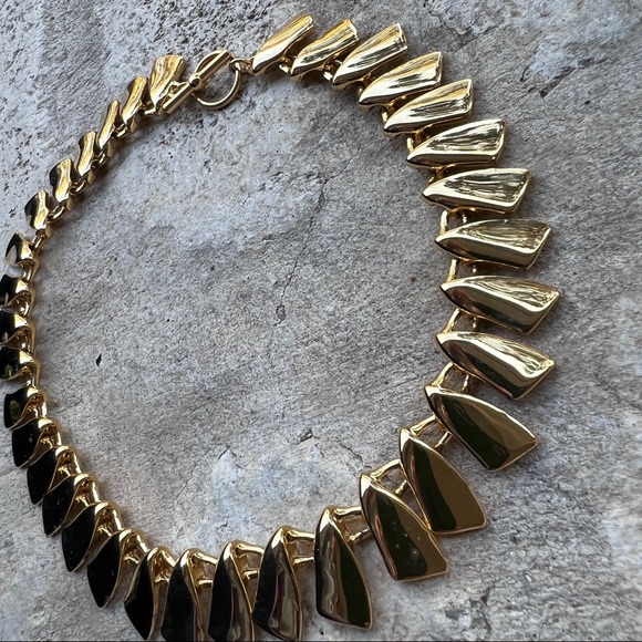 Chunky gold necklace choker toggle clasp Anne Klein vintage 90s - Picture 5 of 5